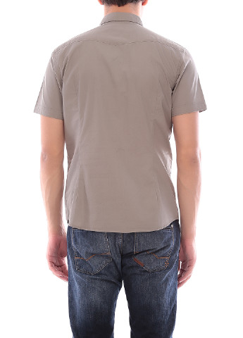 Оливковковая (хаки) кэжуал рубашка однотонная Colin's с коротким рукавом