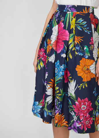 Темно-синяя кэжуал цветочной расцветки юбка Gant клешированная-солнце