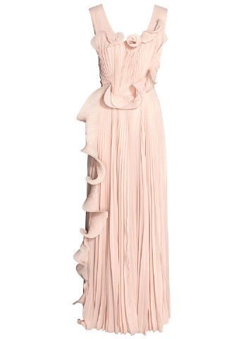 Бежевое вечернее платье плиссированное H&M однотонное