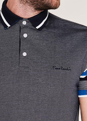 Серо-синяя футболка-поло для мужчин Pierre Cardin с логотипом