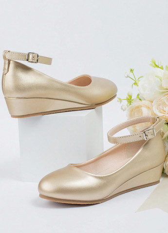 Золотые туфли на танкетке SHEIN