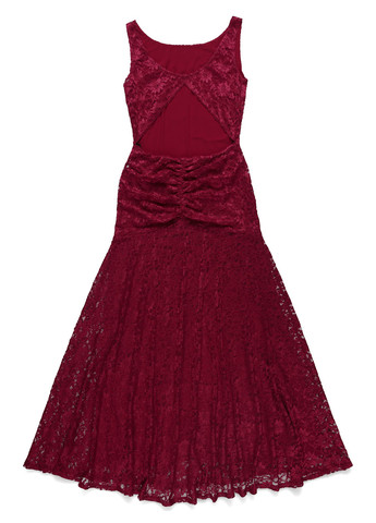 Темно-червона кежуал сукня кльош, з відкритою спиною Swing з квітковим принтом