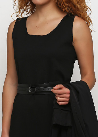Черный демисезонный комплект (платье, накидка, пояс) Gogo