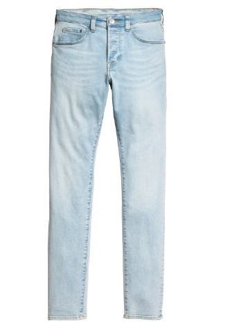 Светло-голубые демисезонные со средней талией джинсы H&M