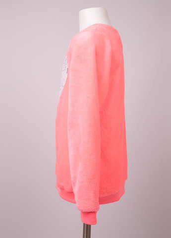 H&M свитшот однотонный кислотно-розовый кэжуал полиэстер