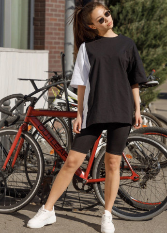 Эффектные женские велосипедки No Brand однотонные чёрные спортивные полиэстер, вискоза