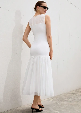 Білий святковий, кежуал сукня SHEIN однотонна