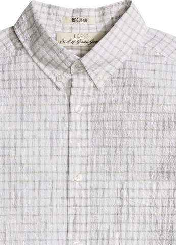 Белая кэжуал рубашка в клетку H&M с длинным рукавом
