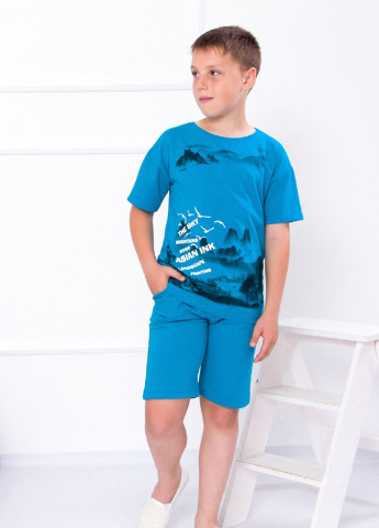 Голубой летний комплект для мальчика (футболка+бриджи) Носи своє 6336
