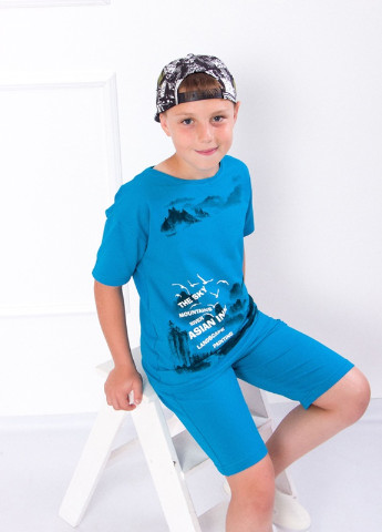 Голубой летний комплект для мальчика (футболка+бриджи) Носи своє 6336