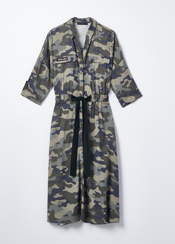 Комбинированное кэжуал платье рубашка Mohito с камуфляжным принтом