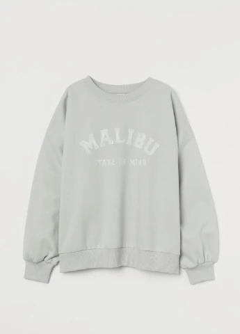 Светло-зеленый свитшот H&M однотонный (252628926)
