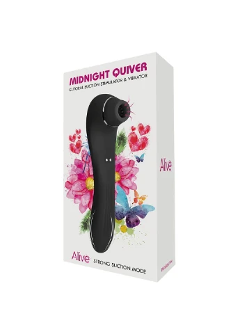 Вібратор і вакуумний кліторальний стимулятор Midnight Quiver Black - секс-іграшка 2в1 Alive (252297499)