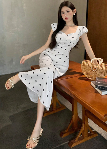 Білий кежуал сукня а-силует SHEIN в горошок