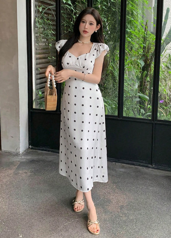 Білий кежуал сукня а-силует SHEIN в горошок