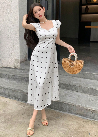 Білий кежуал сукня а-силует SHEIN в горошок