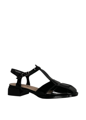 Черные босоножки Melanda.M с ремешком лаковые, плетение