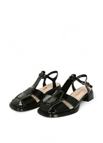 Черные босоножки Melanda.M с ремешком лаковые, плетение