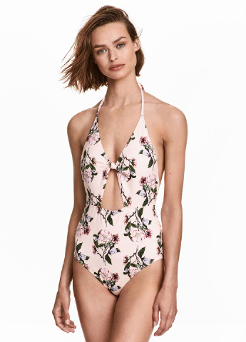 Блідо-рожевий літній купальник суцільний H&M