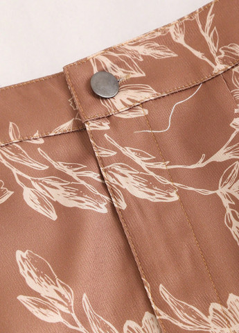 Коричневая кэжуал цветочной расцветки юбка SHEIN а-силуэта (трапеция)