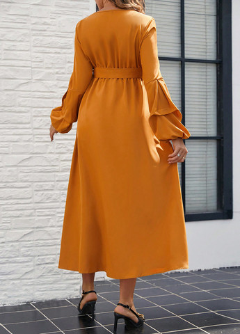 Гірчична кежуал сукня для вагітних кльош SHEIN однотонна