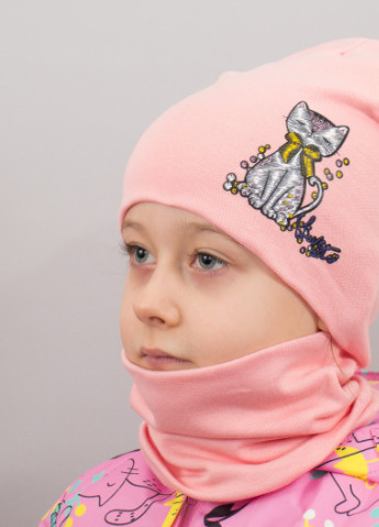 Дитяча шапка з хомутом КАНТА "Кішка" розмір 48-52, рожевий (OC-809) Канта (222439488)
