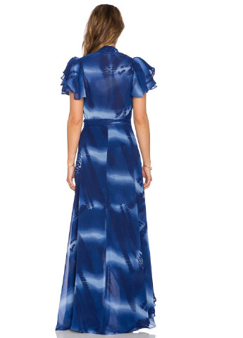 Синя кежуал плаття, сукня на запах RAGA з абстрактним візерунком