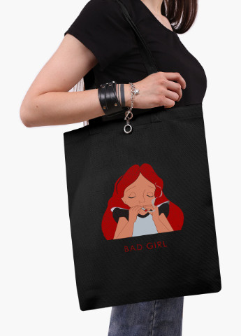 Еко сумка шоппер чорна Аліса погана дівчинка Дісней (Alice is a bad girl Disney) (9227-1441-BK) MobiPrint (236391107)