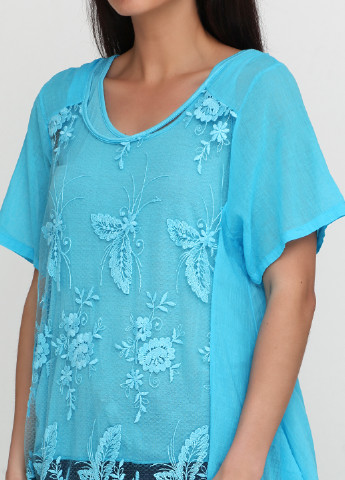 Темно-голубая летняя блуза Italy Moda