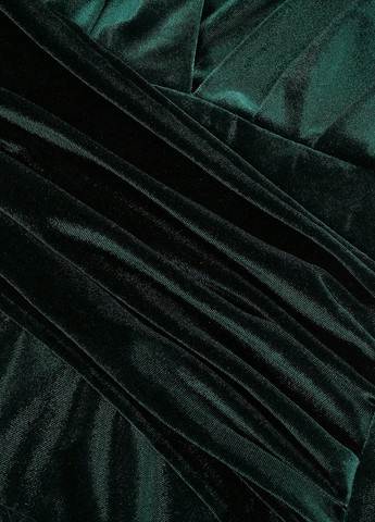 Темно-зеленое праздничный, вечернее платье годе, со шлейфом, а-силуэт, с открытой спиной SHEIN однотонное