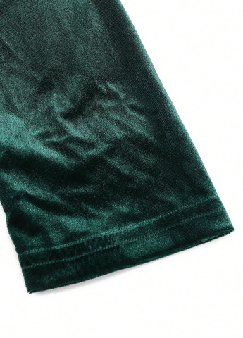 Темно-зеленое праздничный, вечернее платье годе, со шлейфом, а-силуэт, с открытой спиной SHEIN однотонное