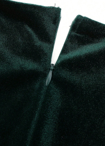 Темно-зеленое праздничный, вечернее платье годе, со шлейфом, а-силуэт, с открытой спиной SHEIN однотонное