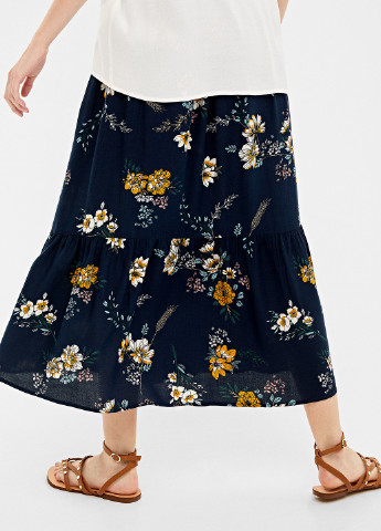Темно-синяя кэжуал цветочной расцветки юбка Springfield клешированная