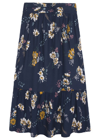 Темно-синяя кэжуал цветочной расцветки юбка Springfield клешированная