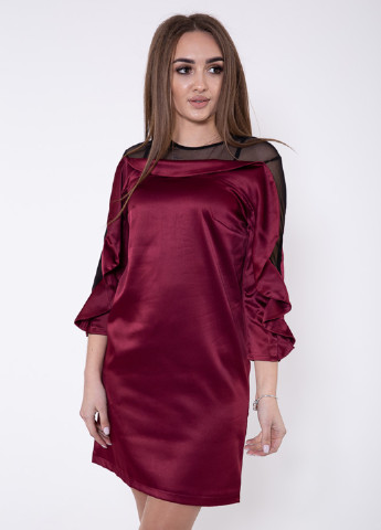Бордовое коктейльное платье футляр Kamomile однотонное