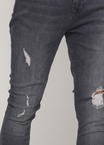 Серые демисезонные скинни фит джинсы Solid