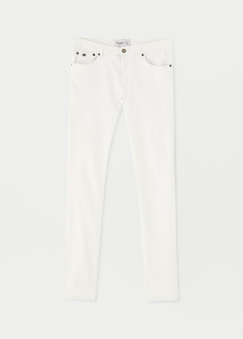 Белые летние зауженные джинсы Pull & Bear