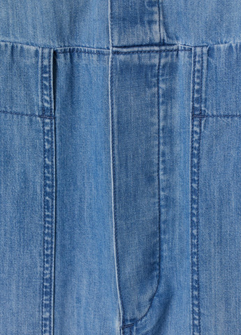 Комбінезон H&M комбінезон-брюки однотонний темно-блакитний джинсовий, кежуал бавовна