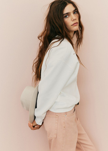 Білий світшот H&M однотонний вишивка рішельє (366778438)