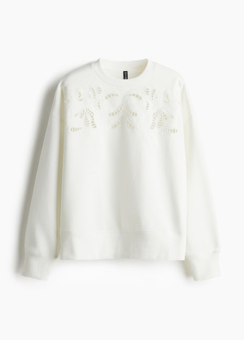 Білий світшот H&M однотонний вишивка рішельє (366778438)