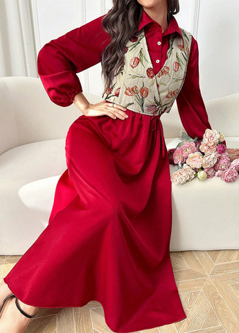 Червоний демісезонний комплект (жилет, сукня) SHEIN