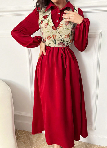 Червоний демісезонний комплект (жилет, сукня) SHEIN