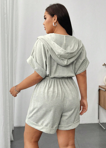 Комбінезон SHEIN комбінезон-шорти меланж світло-сірий кежуал поліестер