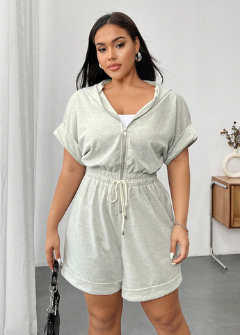 Комбінезон SHEIN комбінезон-шорти меланж світло-сірий кежуал поліестер