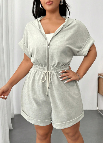 Комбінезон SHEIN комбінезон-шорти меланж світло-сірий кежуал поліестер