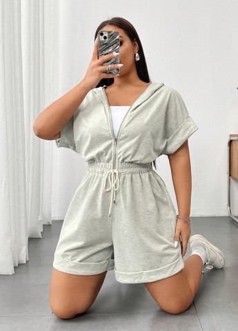 Комбінезон SHEIN комбінезон-шорти меланж світло-сірий кежуал поліестер