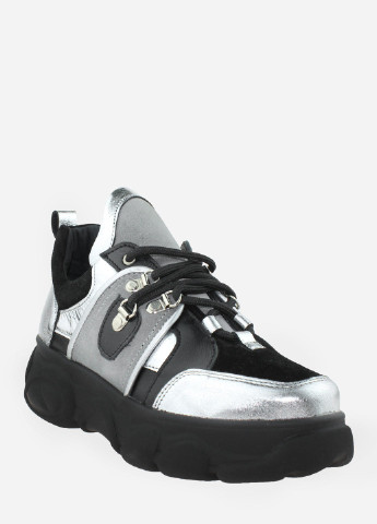 Черные демисезонные кроссовки rw568-7 черный-серебро Wings
