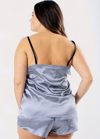 Серый демисезонный комплект (топ, шорты, халат) Ghazel