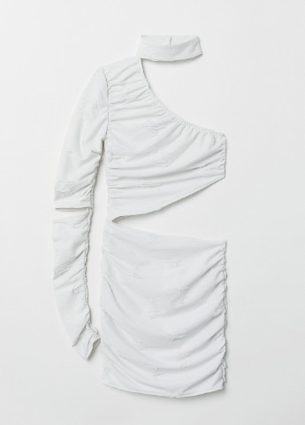 Молочное кэжуал платье на одно плечо H&M однотонное