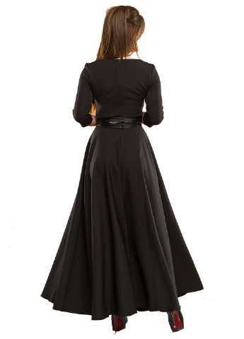Черное кэжуал платье Lady Style однотонное